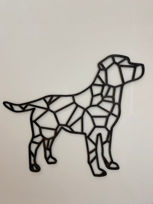 Geometric Wooden Dog Wall Art Lab